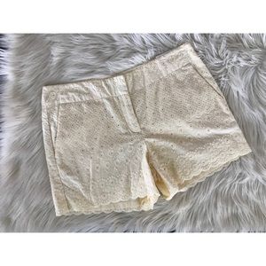 Light yellow eyelet riviera shorts